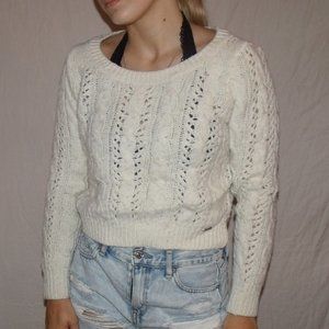 white knit sweater